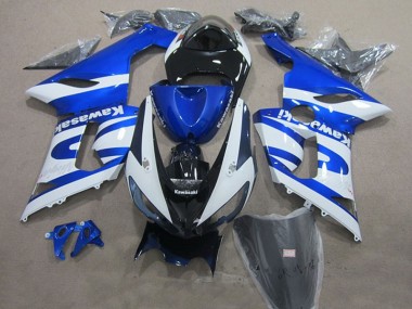 Best 2005-2006 Kawasaki ZX6R Motorcycle Fairings - Blue White Black UK