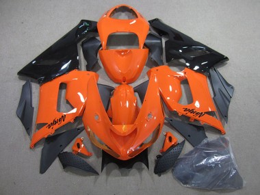 Best 2005-2006 Kawasaki ZX6R Motorcycle Fairing Kits - Orange Black UK