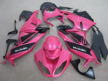 Best 2009-2012 Kawasaki ZX6R Motorcycle Fairings - Pink Black Monster UK