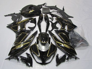 Best 2009-2012 Kawasaki ZX6R Motorcycle Fairings - Glossy Black Silver Gold UK