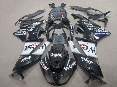 Best 2009-2012 Kawasaki ZX6R Motorcycle Fairings - Glossy Black White West UK