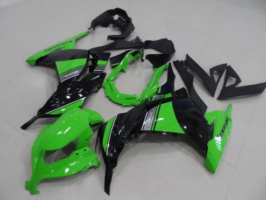 Best 2013-2018 Kawasaki ZX300R Motorcycle Fairings - Green Glossy Black UK