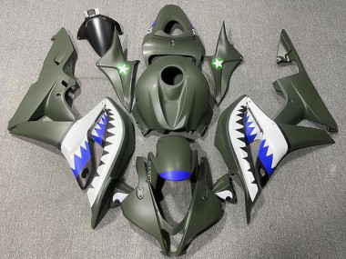 Best 2007-2008 Honda CBR600RR Motorcycle Fairings - Army Green White Blue Shark UK