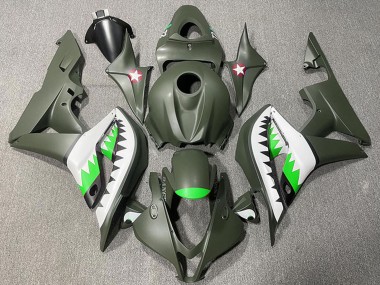 Best 2007-2008 Honda CBR600RR Motorcycle Fairings - Army Green White Green Shark UK