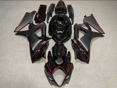 Best 2007-2008 Suzuki GSXR 1000 Motorcycle Fairings - Glossy Black Matte Black Red Trim UK