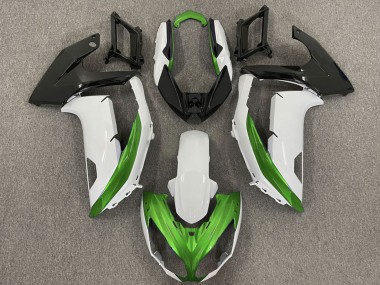Best 2009-2011 Kawasaki Ninja 650R Motorcycle Fairings - White Green Matte Black UK