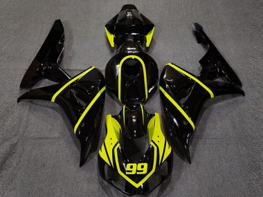 Best 2006-2007 Honda CBR1000RR Motorcycle Fairing - Glossy Black High Viz Yellow 99 UK