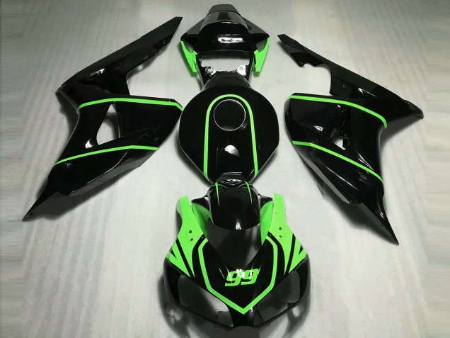 2006-2007 Honda CBR1000RR Motorcycle Fairings - Glossy Black High Viz Green UK