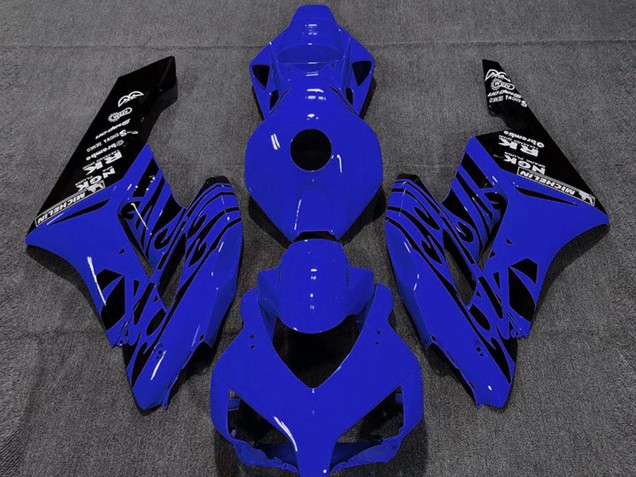 2004-2005 Honda CBR1000RR Motorcycle Fairings - Blue Glossy Black Flame UK
