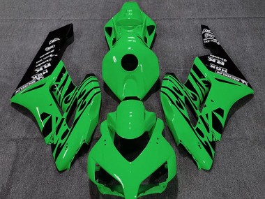 Best 2004-2005 Honda CBR1000RR Motorcycle Fairings - Green Glossy Black Flame UK