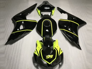 Best 2006-2007 Honda CBR1000RR Motorcycle Fairings - Glossy Black High Viz Yellow 99 UK