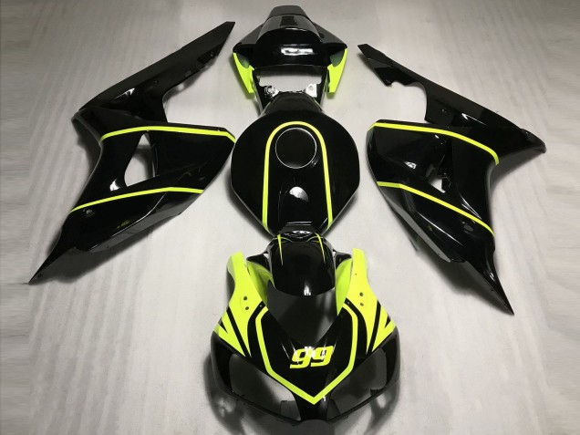 2006-2007 Honda CBR1000RR Motorcycle Fairings - Glossy Black High Viz Yellow 99 UK
