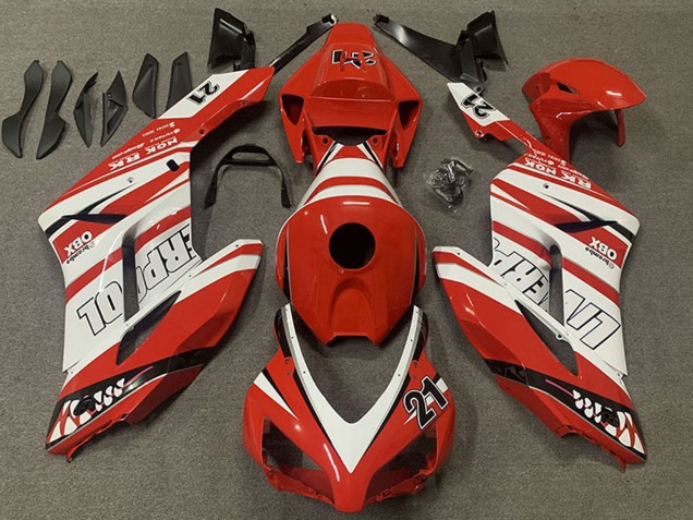 2004-2005 Honda CBR1000RR Motorcycle Fairings - White Red Liverpool 21 UK