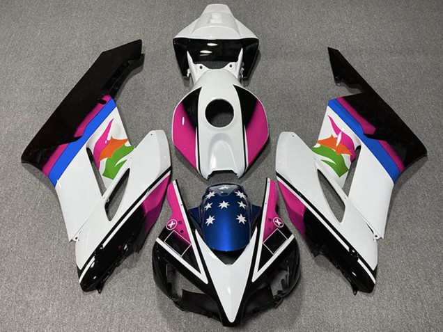 2004-2005 Honda CBR1000RR Motorcycle Fairings - White Pink Blue Glossy Black Star UK