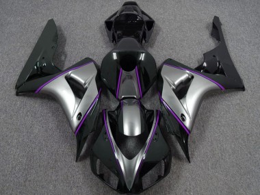 Best 2006-2007 Honda CBR1000RR Motorcycle Fairings - Silver Purple Glossy Black Pinstripe UK