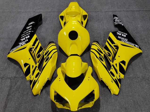 2004-2005 Honda CBR1000RR Motorcycle Fairings - Yellow Glossy Black Flame UK
