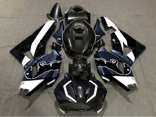 2013-2023 Honda CBR600RR Motorcycle Fairings - Black Carbon Fiber White Blue Bull UK