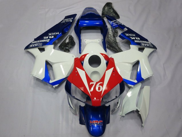2003-2004 Honda CBR600RR Motorcycle Fairings - White Red Blue HRC 76 UK