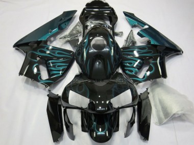 Best 2003-2004 Honda CBR600RR Motorcycle Fairings - Glossy Black Green Flame UK