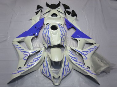 Best 2007-2008 Honda CBR600RR Motorcycle Fairings - White Blue Flame UK