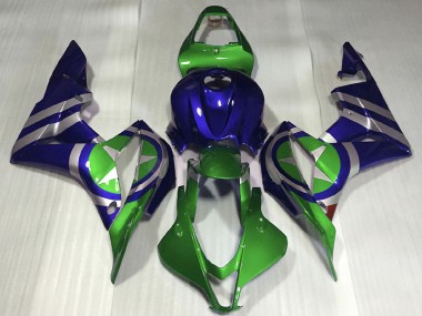 Best 2007-2008 Honda CBR600RR Motorcycle Fairings - Blue Green Silver Captain America UK