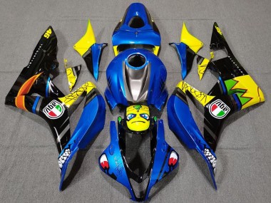 Best 2007-2008 Honda CBR600RR Motorcycle Fairings - Blue Yellow Glossy Black Shark UK