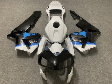 Best 2003-2004 Honda CBR600RR Motorcycle Fairing - White Blue Glossy Black Splatter UK