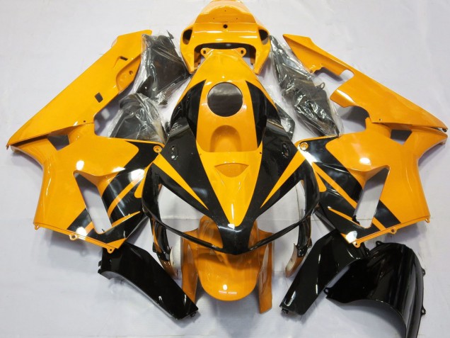 2005-2006 Honda CBR600RR Motorcycle Fairings - Bright Orange Glossy Black Design UK
