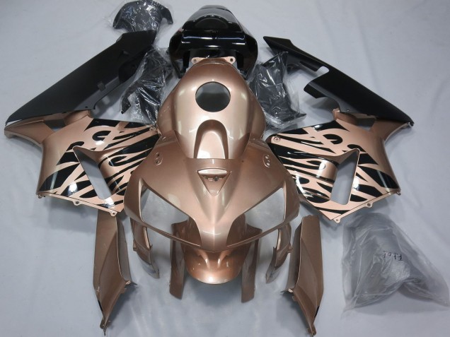 2005-2006 Honda CBR600RR Motorcycle Fairings - Glossy Black Bronze Flame UK