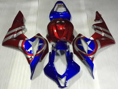 Best 2007-2008 Honda CBR600RR Motorcycle Fairings - Red Silver Blue Captain America UK