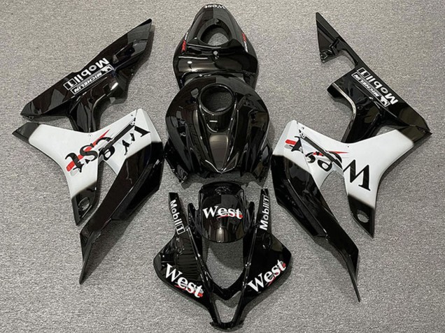 2007-2008 Honda CBR600RR Motorcycle Fairings - Glossy Black White West Style UK
