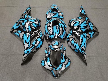 Best 2009-2012 Honda CBR600RR Motorcycle Fairings - Blue Silver Camouflage UK