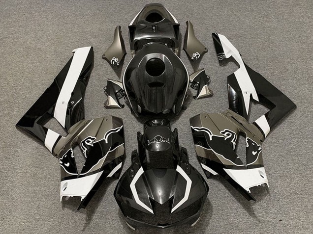 2013-2023 Honda CBR600RR Motorcycle Fairings - Black Carbon Fiber White Bull UK