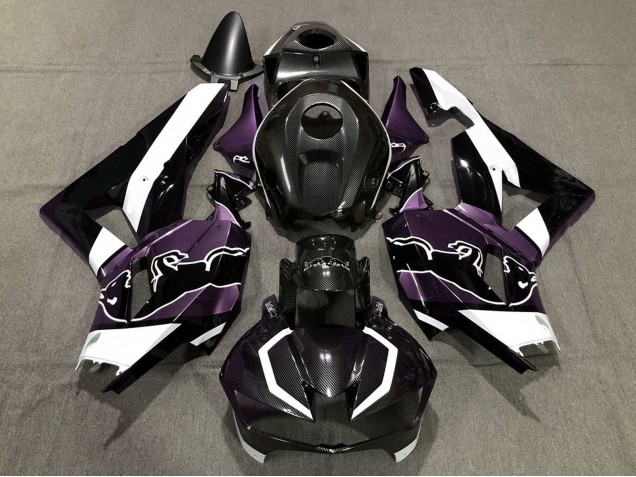 2013-2023 Honda CBR600RR Motorcycle Fairings - Black Carbon Fiber White Purple Bull UK