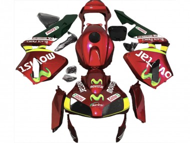 Best 2003-2004 Honda CBR600RR Motorcycle Fairings - Red Yellow Green MoviStar UK
