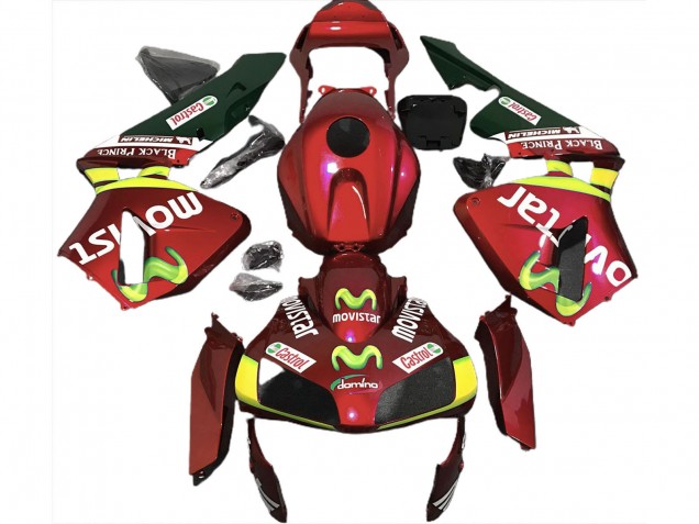 2003-2004 Honda CBR600RR Motorcycle Fairings - Red Yellow Green MoviStar UK
