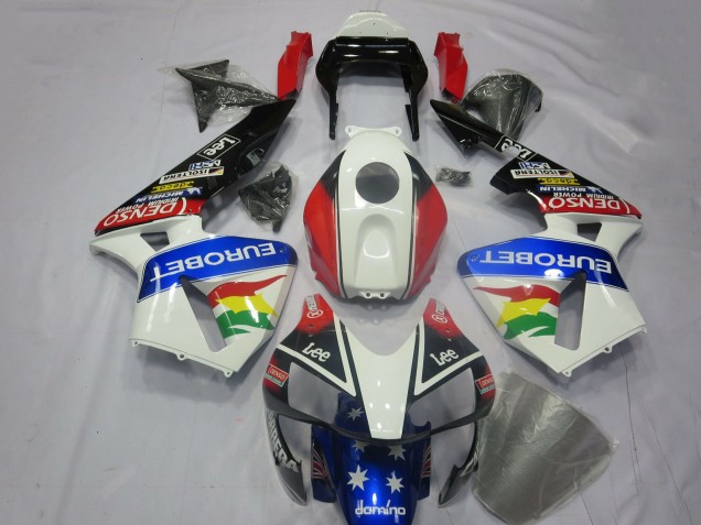 2003-2004 Honda CBR600RR Motorcycle Fairing Kits - White Red Blue Glossy Black EuroBet UK