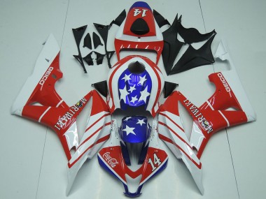 Best 2007-2008 Honda CBR600RR Motorcycle Fairings - White Red Blue Star Geico 14 UK