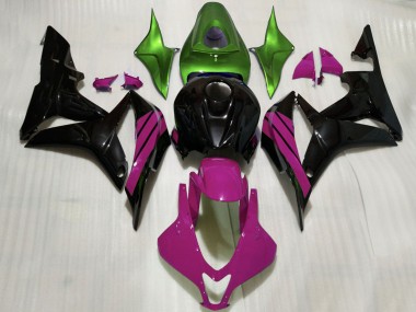 Best 2007-2008 Honda CBR600RR Motorcycle Fairings - Green Pink Glossy Black UK