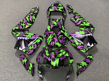 Best 2003-2004 Honda CBR600RR Motorcycle Fairings - Green Pink Camouflage Shark UK