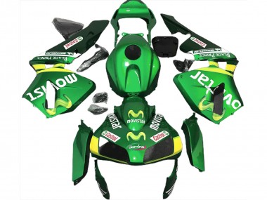 Best 2003-2004 Honda CBR600RR Motorcycle Fairings - Green Yellow MoviStar UK