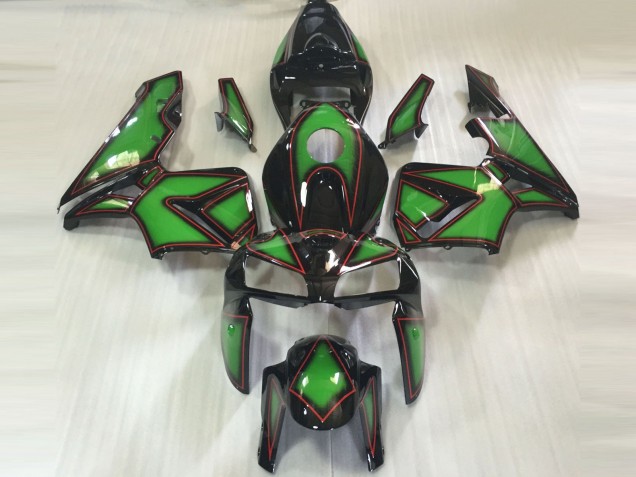 2005-2006 Honda CBR600RR Motorcycle Fairings - Green Black Red Outline UK