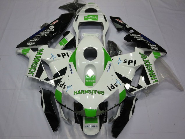 2003-2004 Honda CBR600RR Motorcycle Fairings - White Green Glossy Black Hannspree UK
