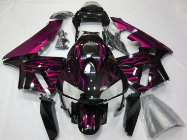 Best 2003-2004 Honda CBR600RR Motorcycle Fairing - Glossy Black Purple Flame UK