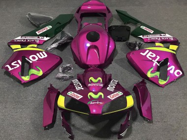Best 2003-2004 Honda CBR600RR Motorcycle Fairings - Hot Pink Yellow Green MoviStar UK
