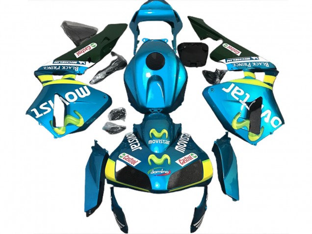 2003-2004 Honda CBR600RR Motorcycle Fairings - Light Blue Yellow Green MoviStar UK