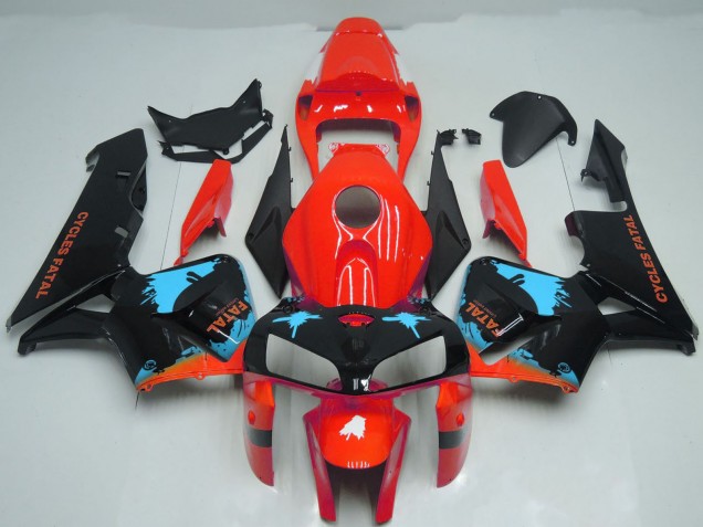 2005-2006 Honda CBR600RR Motorcycle Fairings - Red Light Blue Black Splatter UK