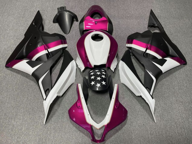 2009-2012 Honda CBR600RR Motorcycle Fairings - White Pink Matte Black Star UK