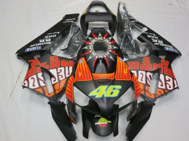 Best 2003-2004 Honda CBR600RR Motorcycle Fairings - Matte Black Orange Yellow Rossi 46 UK