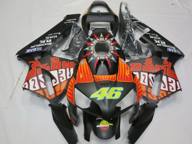 2003-2004 Honda CBR600RR Motorcycle Fairings - Matte Black Orange Yellow Rossi 46 UK